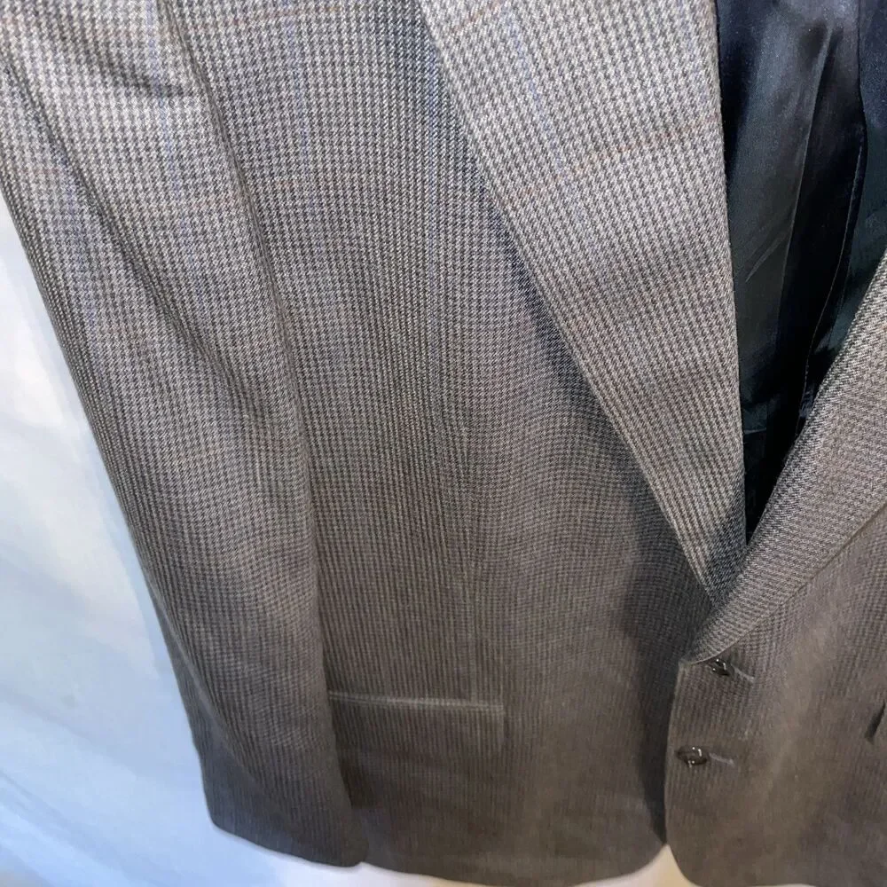 Brooks Brothers 346 Men’s Dress Blazer Size 44L Gray Houndstooth Silk Blend